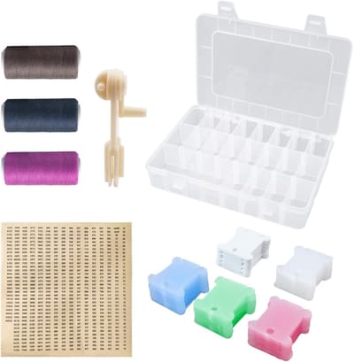 156-delige Borduurgaren Organizer Set met Opbergdoos, 24 Vakken, Labels en Naaiaccessoires voor Handwerken en Borduren