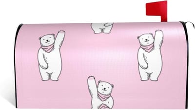Brievenbushoes - Posthoes Cover - Tuindecoratie - Magnetisch Oppervlak - Standaard Formaat - Roze Ijsbeer