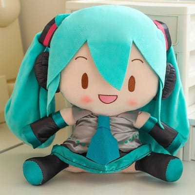 Peluche Miku Hatsune Dessin Animé Poupée Remplie Intemporelle Anime Adorable Poupée Miku Hatsune Coussin en Peluche Confortable Cadeau pour Filles