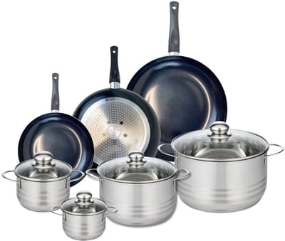 Set van 3 Kookpannen 20, 24 en 28 cm en 4 braadpannen 12, 14, 20 en 24 cm Elo Prima Brillant