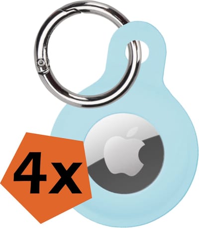 Hoesje Geschikt voor Apple AirTag Sleutelhanger Hoes Siliconen Hoesje - Siliconen Hoesje Geschikt voor Apple AirTag-Sleutelhanger Hoesje - Lichtblauw - 4 PACK