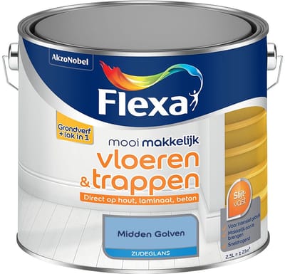 Flexa - Mooi Makkelijk Vloeren & Trappen Zijdeglans - Midden Golven - Mengverf - 2,5 L
