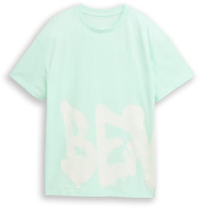 Tom Tailor - Oversized T-shirt met print - Maat 140 - soft sugar green