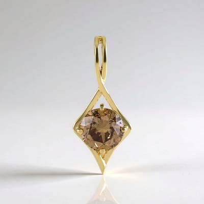 Cavill - Gouden Hanger - 9K Geelgoud - 0,9 ct I2 Champagne Diamant - Ronde Briljant - Elegante Handgemaakte Sieraden - Modern Design