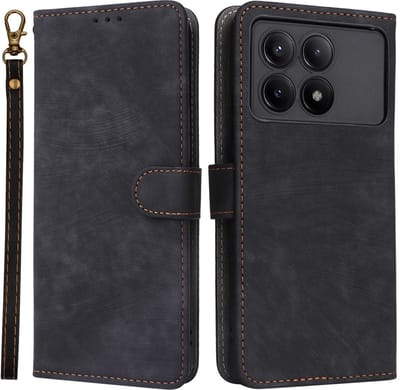 Coverup Hoesje - Geschikt voor Xiaomi Poco X6 Pro 5G Hoesje - Coverup Book Case met Koord - Zwart