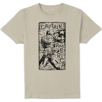 Marvel Captain America Line Art Unisex T-Shirt - Cream - S