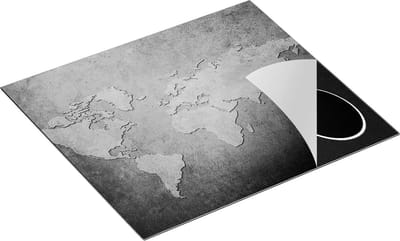 Chefcare Inductie Beschermer Oude Wereldkaart - Zwart Wit - 60x50 cm - Afdekplaat Inductie - Kookplaat Beschermer - Inductie Mat