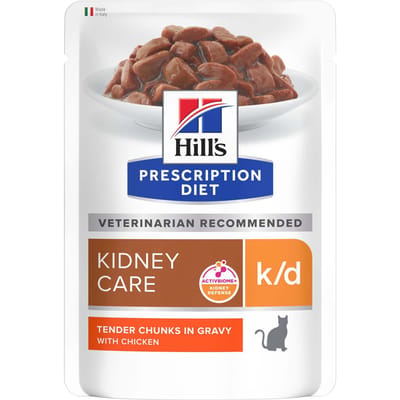12x85g K/D Kidney Care met Kip Hill's Prescription Diet Kattenvoer