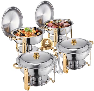 Aafinity Chafing Dish Set 4-Delig RVS – Warmhoudpan met 4 Volledige Pannen voor Buffet, Catering & Banketten