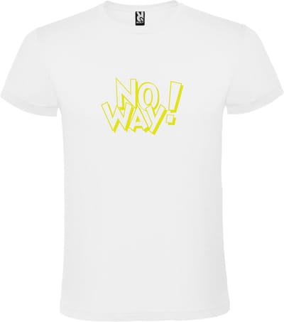 Wit T-shirt ‘No Way!’ Geel Maat XS