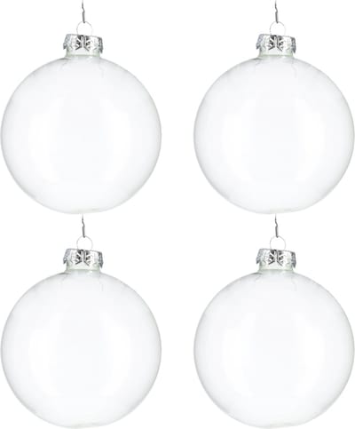 Glazen kerstballen - Set van 4 stuks/100mm - Luxe kerst decoratie - Sfeervolle kerstversiering voor in de kerstboom - Glas - Doorzichtig
