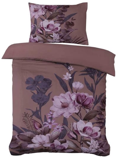 Dekbedovertrek Marlous Taupe 140x220 cm - Microvezel - Botanisch - Inclusief Kussensloop - Met Drukknopen Instopstrook