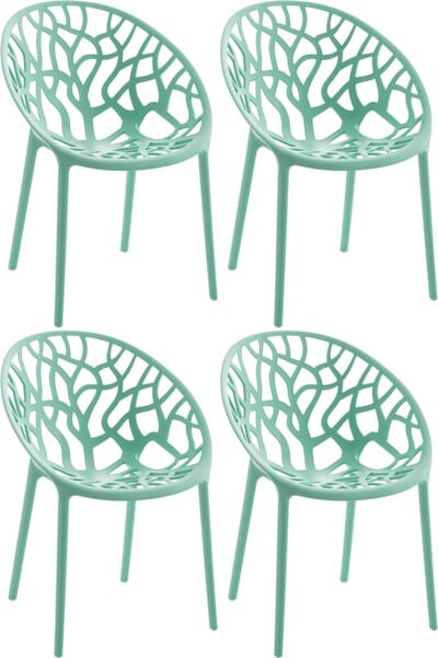 CLP Hope 4er Set stapelbare Tuinstoelen - Weerbestendig & UV-bestendig - Kunststof Stoelen met Armleuningen - Modern Design - lichtgroen
