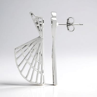Cavill - Geometrische Zilveren Oorbellen 925 Sterling Zilver Geplatineerd - Modern Elegant Design - 31 mm - Luxe Dames Sieraad