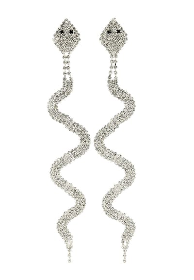 AVANT-GARDE PARIS Diva Dangle Earrings - Gleaming Snake 1.6cm X 13.0cm - 1 stuk - Rhodium Plated en Elegant Design