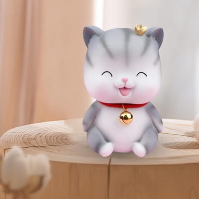 Kat Spaarpot Beeld Sparen Container Figurine voor Bureau Woonkamer Slaapkamer Decoratie Verjaardagscadeau gray