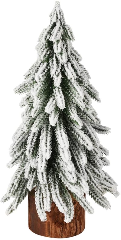 Dekoratief | Deco boompje op voet, groen/wit, naturel/hout, 14x14x26cm | A255509