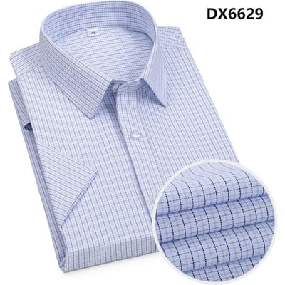 Geruit overhemd heren korte mouw strijkvrij zomer business casual heren top overhemd met elleboogmouwen M white