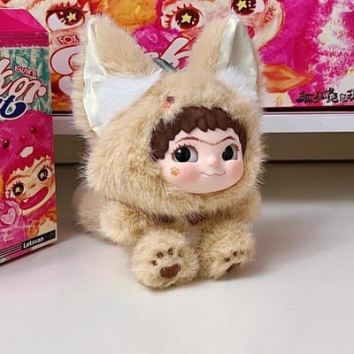 Hoge Kwaliteit Hot Spot blind box handgemaakte poppenfiguur ornament pop verjaardagscadeau schattig WAKUKU tweede generatie vos vos konijn pluche blauw