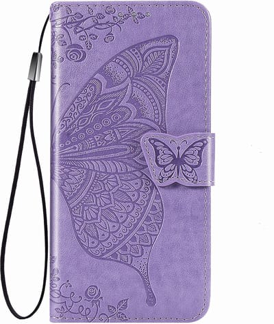 Hoesje geschikt voor iPhone SE 2022 - Bookcase - Pasjeshouder - Portemonnee - Vlinderpatroon - Kunstleer - Paars