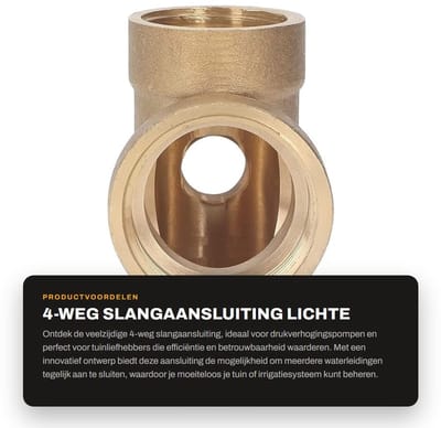Dailygoods - 4-weg slangaansluiting - Lichte waterpompaansluiting - Duurzaam messing - Minder lekkage - Voor drukverhogingspompen - Handig voor tuin e...