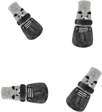 longziming -4 Stuks Hondensokken met Antislip – Zacht & Ademend – Waterdichte Rubberzool – Verstelbare Pasvorm – Pootbescherming voor Binnen en Buiten – Maat M