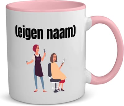 Akyol - kapper vrouw met eigen naam koffiemok - theemok - roze - Kapper - barbers - collega's - verjaardag - afscheidscadeau - geschenk - kado - 350 ML inhoud