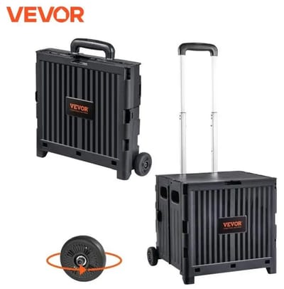 Emora Opvouwbare Boodschappentrolley - Boodschappentas Opvouwbaar - Zwart -50 Kg Draagvermogen - 36 x 31 x 89 cm -