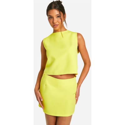 boohoo Dames Geweven Mini Rok | Citroen | Maat: 34