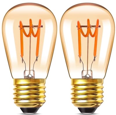 E27 Edison Schraamlamp LED, 3W Vervangende Filament LED Lamp voor S14 ST45, Warm Wit 2200K, Amber Glas, Equivalent van 20W, 2-Pack