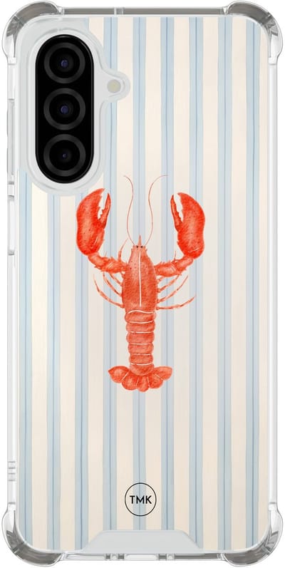 Shockproof hoesje geschikt voor Samsung Galaxy A26 - Kreeft - Schokbestendig - Verhoogde randen - TPU case - Extra Sterke Back Cover - Gestreept - Transparant, Blauw