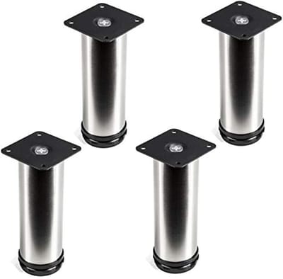 4 stuks SOTECH meubelpoot Lukas, RVS geborsteld, rond, diameter: 42 mm, hoogte: 150 mm, verstelbaar