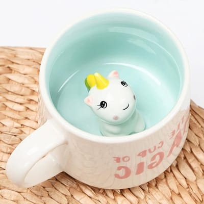Grappige eenhoorn mok voor kinderen, verjaardagscadeau voor vrouwen en meisjes, 3D dierenmok, koffiemok 350ml