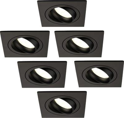 Ledvion - 6X LED Inbouwspot Sevilla - Dimbaar - 3W - 4000K - Ø92 mm - Zwart
