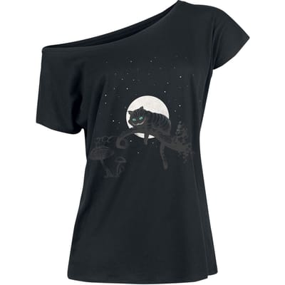 Alice in Wonderland - Disney T-shirt - Chesire Cat Crazy Nights - S tot XL - voor Vrouwen - zwart