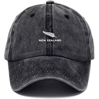 Chapeau Unisexe Délavé Thème Nouvelle-Zélande Pour Voyage Plein Air Casquette Papa Style Vintage Lavé Streetwear Plume black
