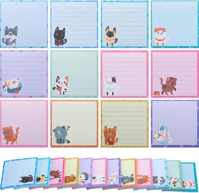 12-pack kattenplaknotities, schattig kattenthema