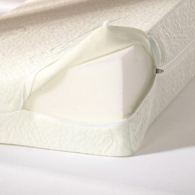 Bedwig | wigvormig schuimkussen | ademende matrasverhoging | Made in Germany | Aloë Vera dubbele doek overtrek | 90 cm x 45 cm x 15/1 cm
