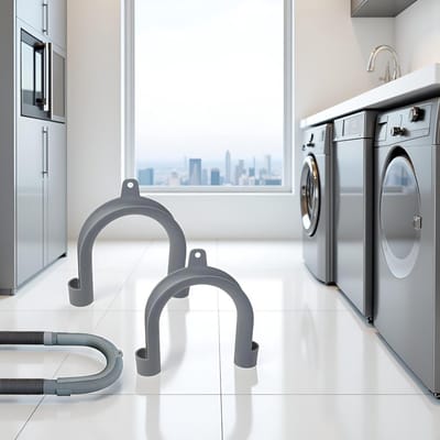 4 stuks - Afvoerslang bocht geschikt voor wasmachine vaatwasser waterafvoerslang waterslang - U-vormige haak voor afvoerslang wasmachine - Haak voor afvoerslang- U-vormige ophangbuishouder - Duurzaam - Grijs - Voor slangen van 20-25 mm