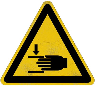 Handbeklemming waarschuwingsbord - W024 | Sign Again materiaal | 15 cm
