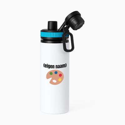 Hacebo® - kleurenpallet met eigen naam waterfles met draaidop blauw - Kunst - kunstenaars/kunstenaressen - iemand die houdt van kunst of kunst maken - verjaardag - cadeau - kado - water fles - 850ML