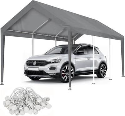 Carport Afdekking - Garage Top - Voertuig Beschermen - Waterdicht UV-bestendig - 10x20 Voet - Grijs