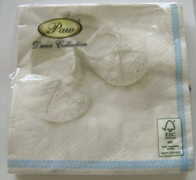 Paw servet 20 stuks 33*33 cm Babyschoentjes blauw