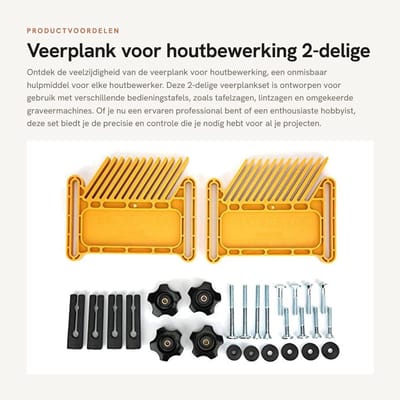 Dailygoods - Veerplank voor houtbewerking - 2-delige veerplankset - Ideaal voor freestafels - Geschikt voor zagen - Perfect voor hobbyisten - Diverse...