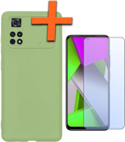 Hoes - Met Screenprotector - Geschikt voor Xiaomi Poco X4 Pro 5G - Sterk & Shockproof - Back Cover - Siliconen Case - Telefoon Hoes - Groen