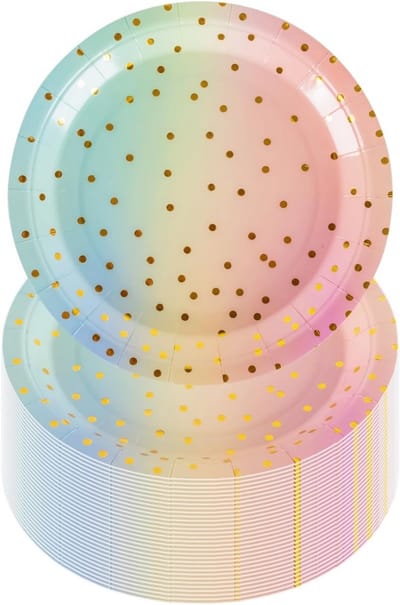 50 Stuks 18cm Papieren Borden - Roze & Gouden Stip Design voor Verjaardagen, Babyshowers en Feestjes
