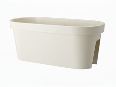 Pro Garden Balkon plantenpot/bloempot - crèmewit - 60 x 25 cm - ovaal - kunststof - Reling/schutting/hangende bloempotten