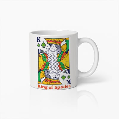 Speelkaart “Schoppen Koning” Witte Mok – Kleurrijk Poker & Casino Ontwerp – 330 ml Keramische Koffiemok