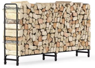 Varnox Houtrek - Houtopslag - Rek - Rek 0penhaard hout - Opslag - Opbergrek - Openhaardhout - Rek Tuin - Buiten rek - Zwart