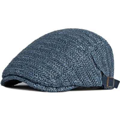 Béret en paille au design ajouré élégant Casquette gavroche réglable protection solaire Casquette plate respirante Unisexe
